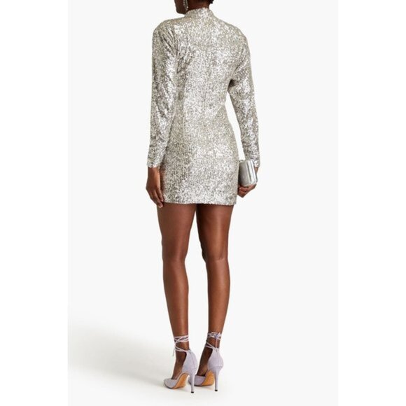 Ronny Kobo Lauper cutout sequin Dress in Silver size M - Picture 4 of 9